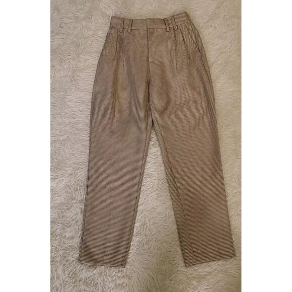 Steve Madden Houndstooth Trousers Size 2 Elastic Waist Brown And White Work - Picture 1 of 10